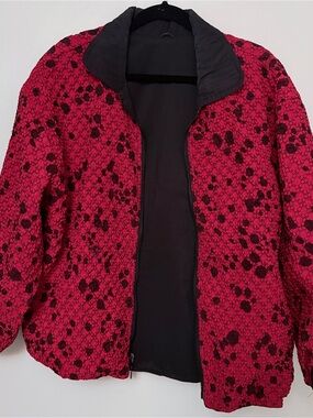 Mycra Pac Reversible Red Jacket with Black Pattern